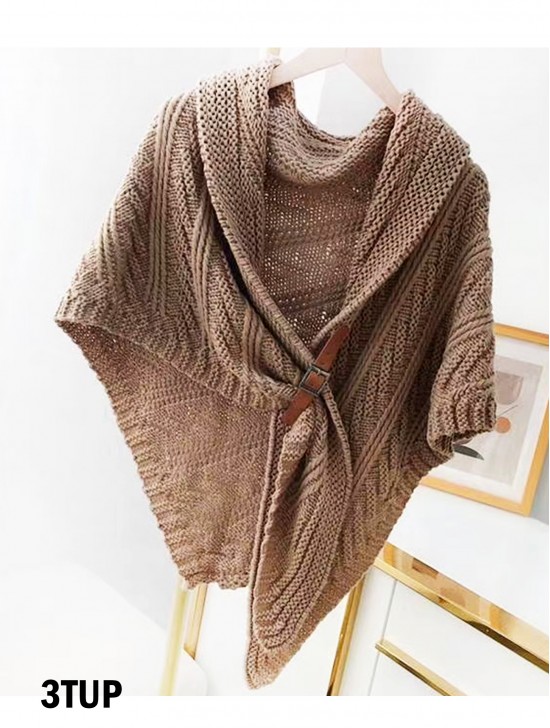 Knitted Cape w/ Buckle Detailing